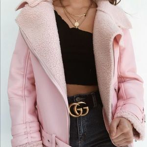 BRAND NEW!  Pink Tiger Mist faux leather jacket